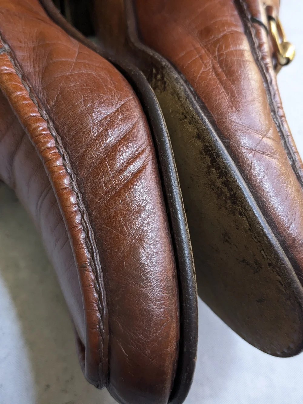 Gucci Brown Leather Horsebit Loafers - Men 9 S Narrow Slip Ons Vintage Italy